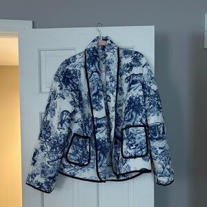 Blue and White Women's Jacket free people dupe